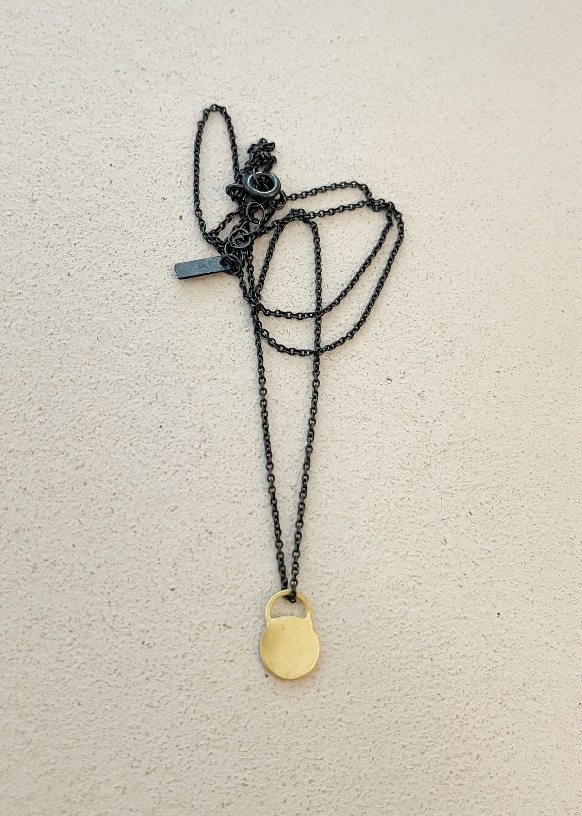 Small Maya tag necklace w/oxidized chain