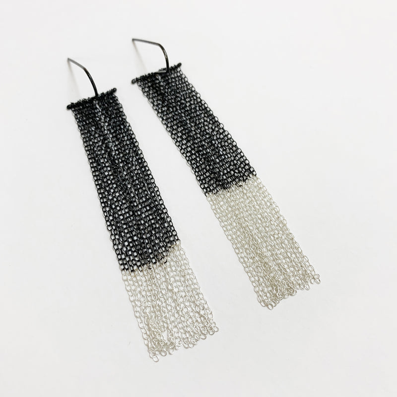 RAINFALL Ombre' Earrings / עגילי מפל אומברה כסף