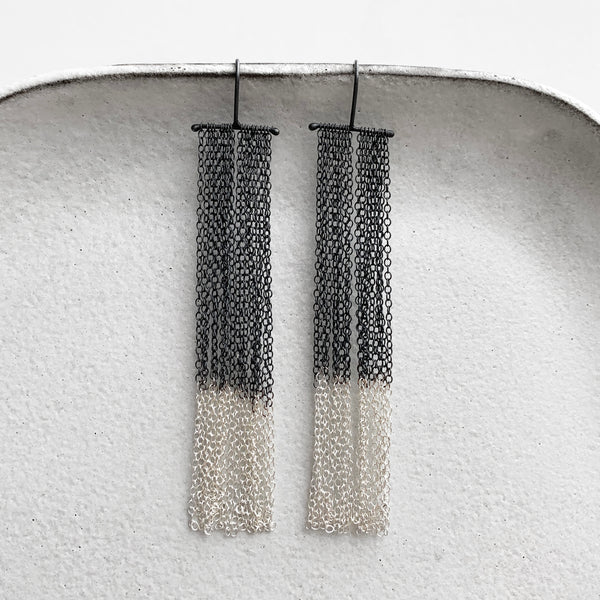 RAINFALL Ombre' Earrings / עגילי מפל אומברה כסף