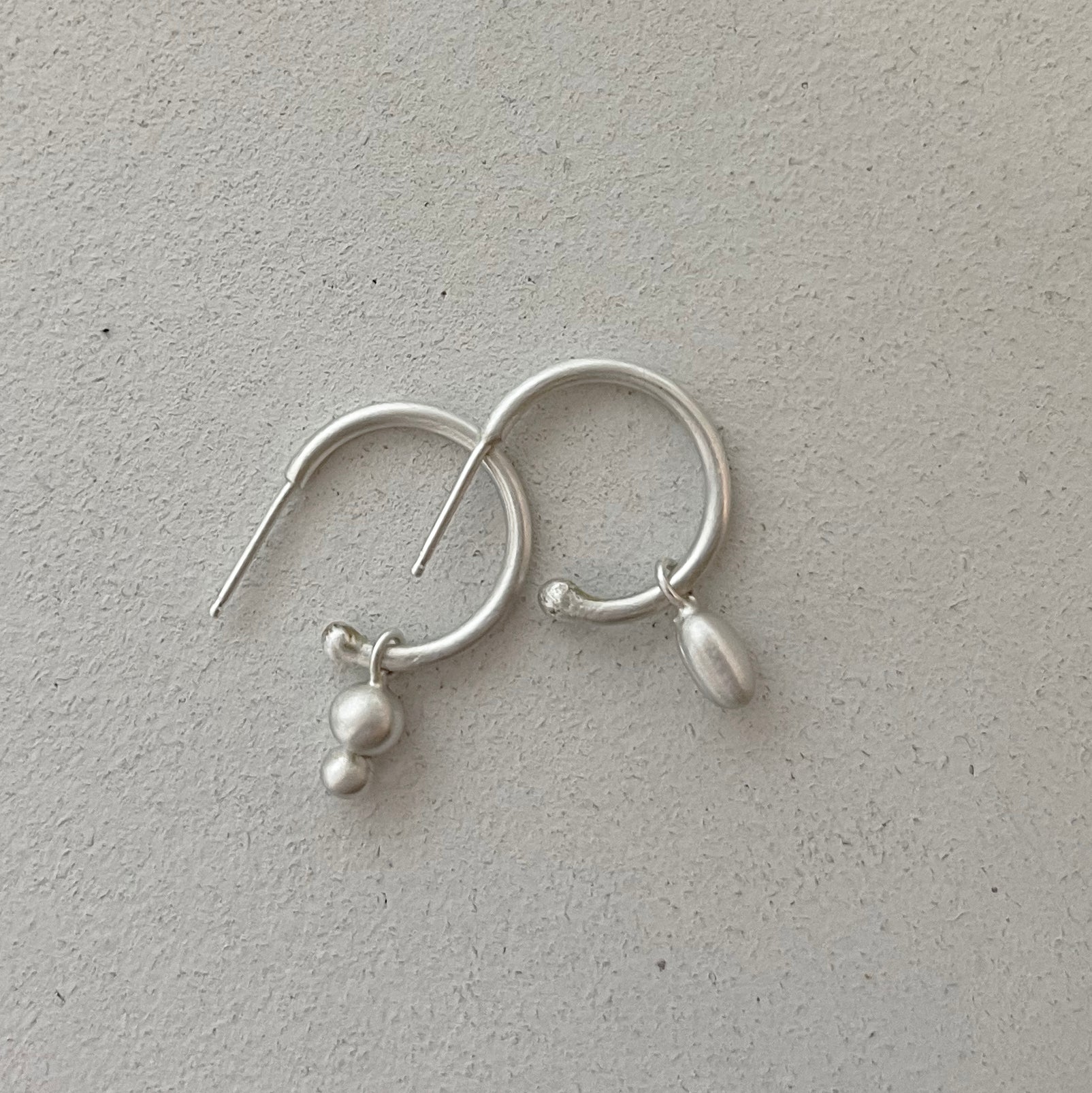 silver HOOPS w/ hanging nuggets