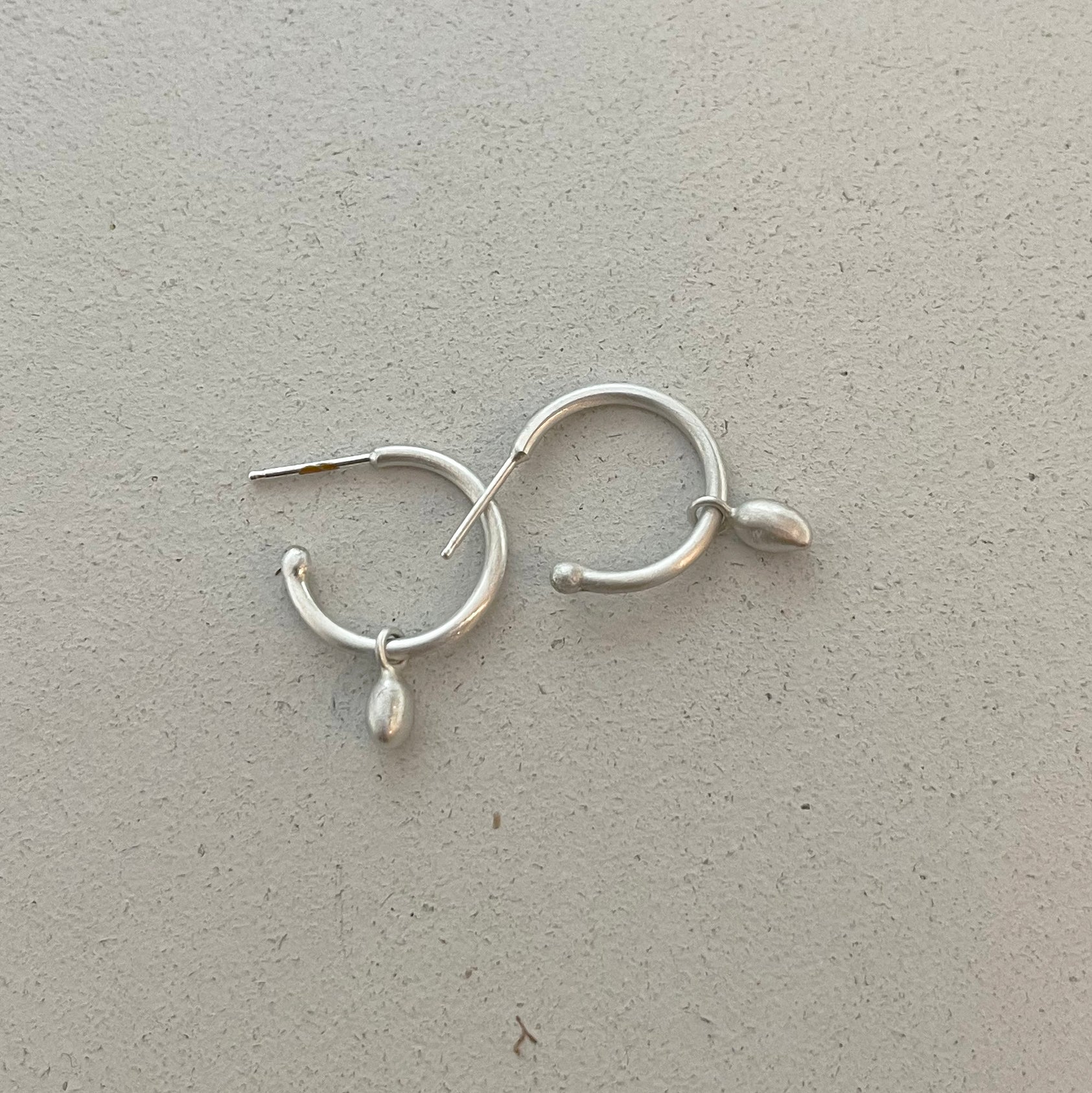 silver HOOPS w/ hanging nuggets