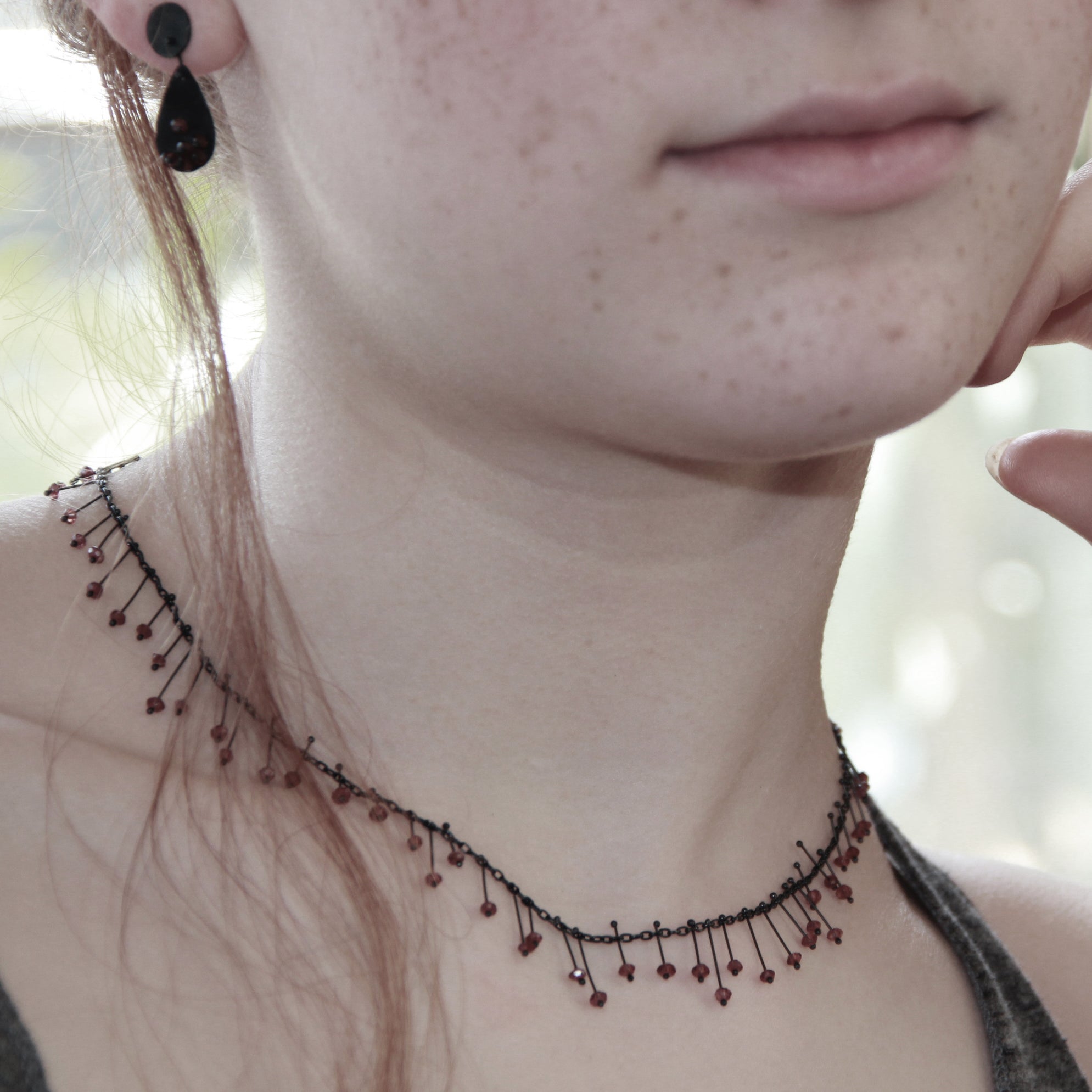 Branch necklace with stones