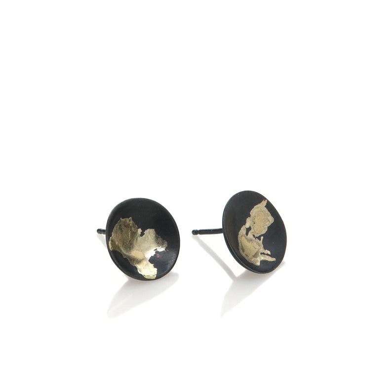 Moon studs 8mm w/gold accent