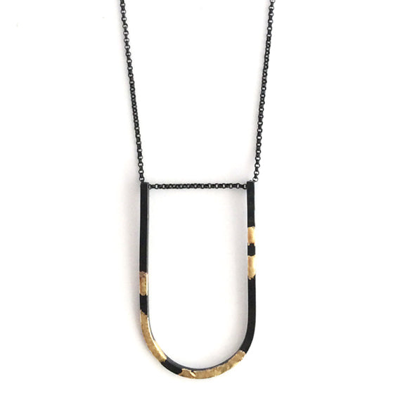 Big U necklace with 18k gold / שרשרת יו עם נגיעות זהב