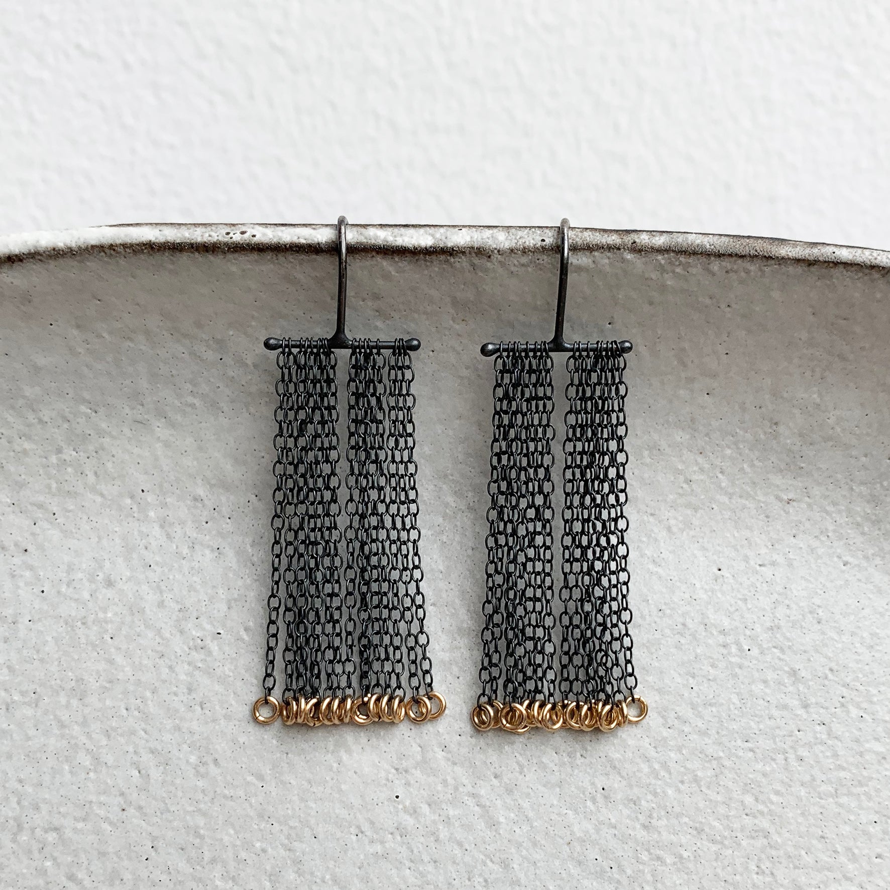 Rainfall earrings w/ gold rings