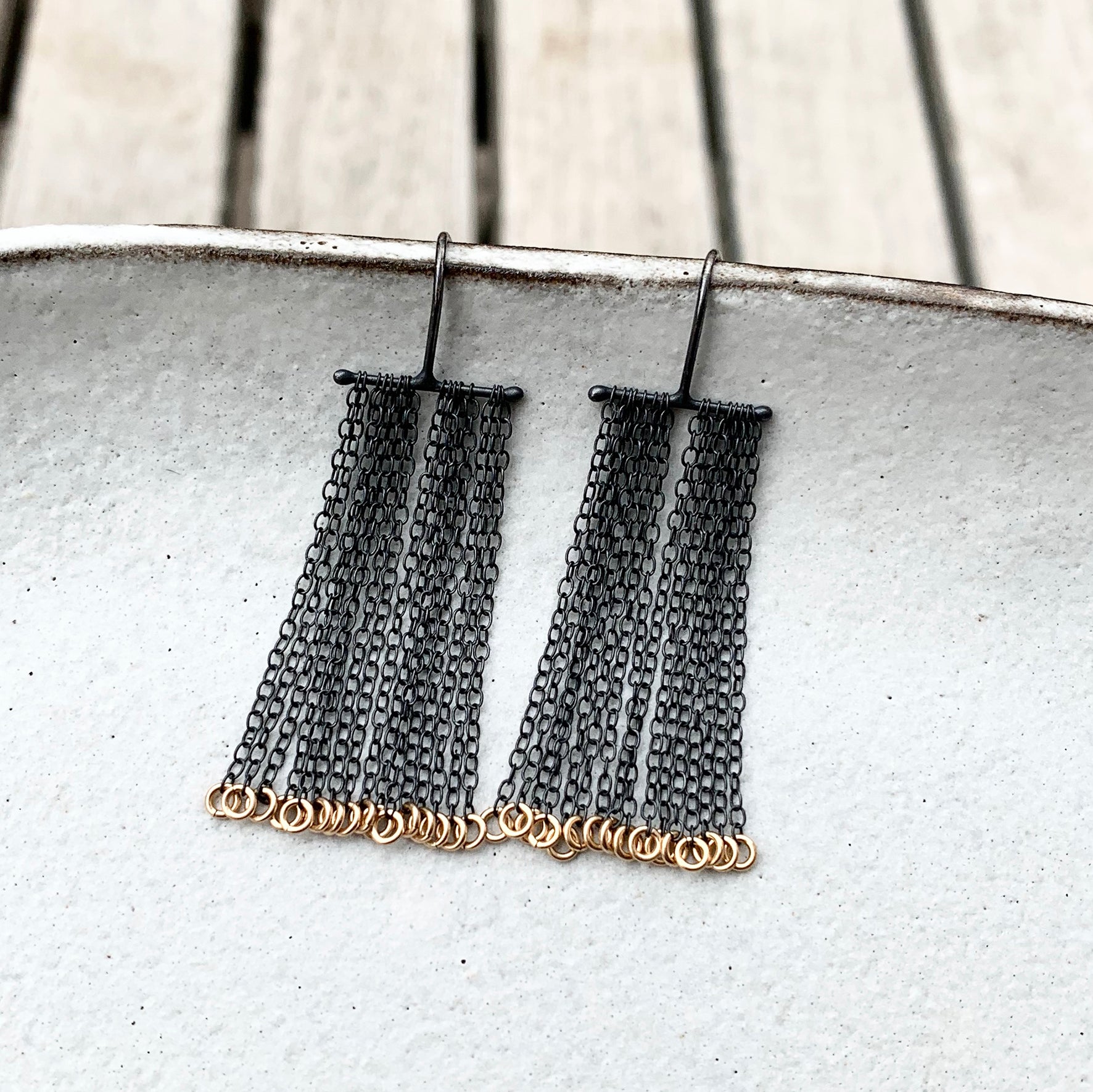 Rainfall earrings w/ gold rings
